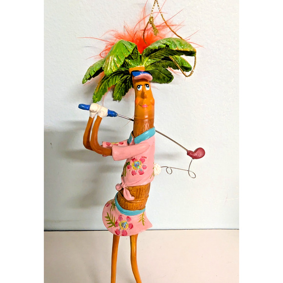 Palm Tree Lady Golfer Ornament Whimsical Tropical 7.5" Tall - Picture 2 of 3